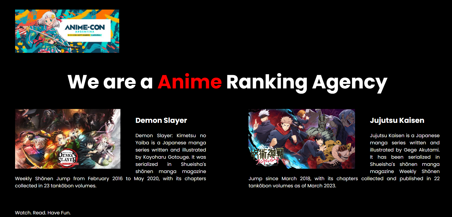 Anime Ranking Agency Website